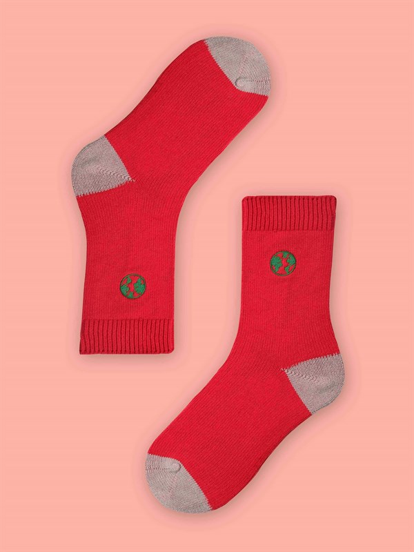 Reuse Kırmızı Geri Dönüştürülmüş Pamuklu Çorap